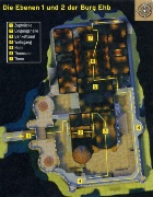 Die Ebenen 1 und 2 der Burg Ehb